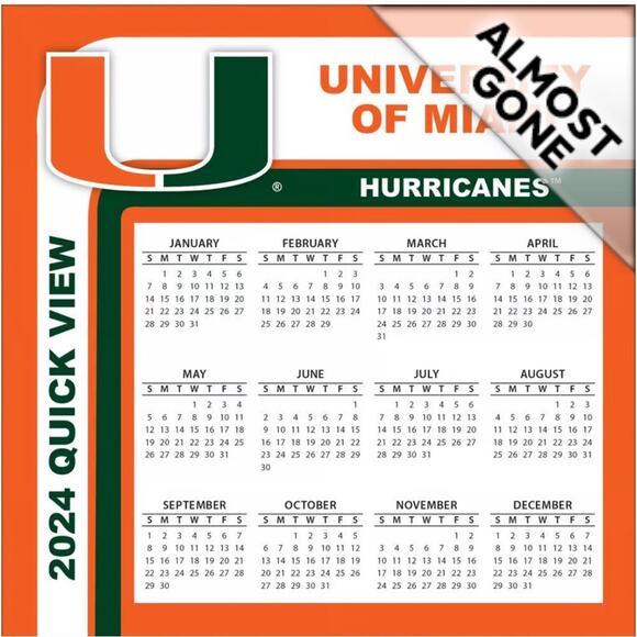 University of Miami Hurricanes 2024 Desk Calendar great gifts UM 305 well made - Picture 4 of 9